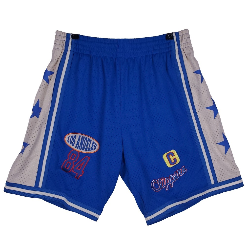 LA Clippers Mitchell & Ness NBA Large Shorts Embroidery Logos Blue White NWT